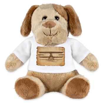 Illustration d’avion vintage sur papier brouillon - Chien en peluche Helge MiniFeet® - blanc - Devant
