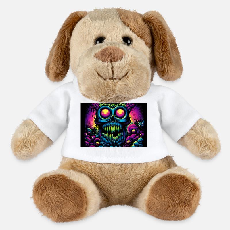 Crâne Psychédélique Éclatant - Chien en peluche Helge MiniFeet® - blanc