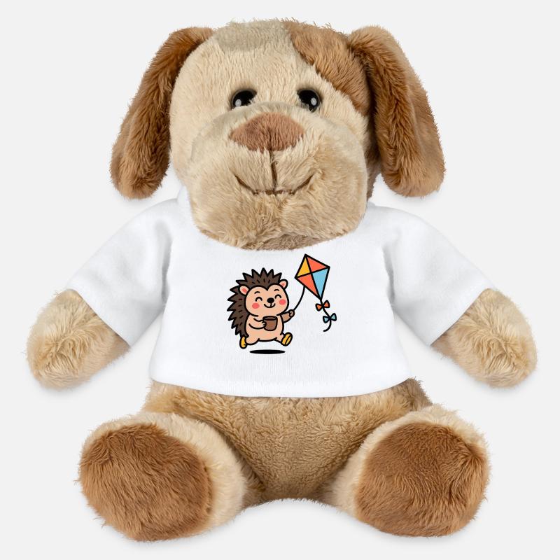 Igel mit Drachen und Becher - MiniFeet® Hund Helge - Weiß