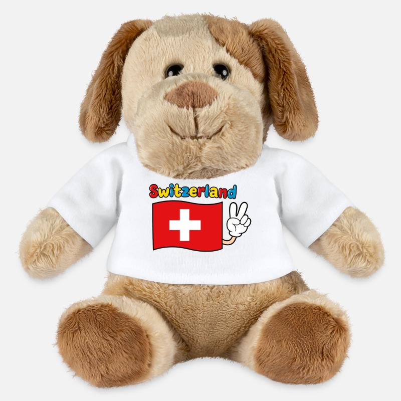 Drapeau suisse - Chien en peluche Helge MiniFeet® - blanc