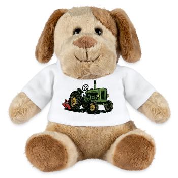 Green tractor in the light of agriculture - MiniFeet® Dog Helge - white - Front