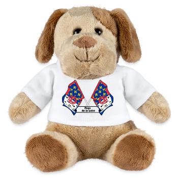 Drapeaux croisés + texte « Pays de la Loire » - Chien en peluche Helge MiniFeet® - blanc - Devant