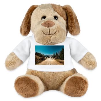 Jahr 2026 Licht bemalt mit verschneiten Bergen - MiniFeet® Hund Helge - Weiß - Vorne