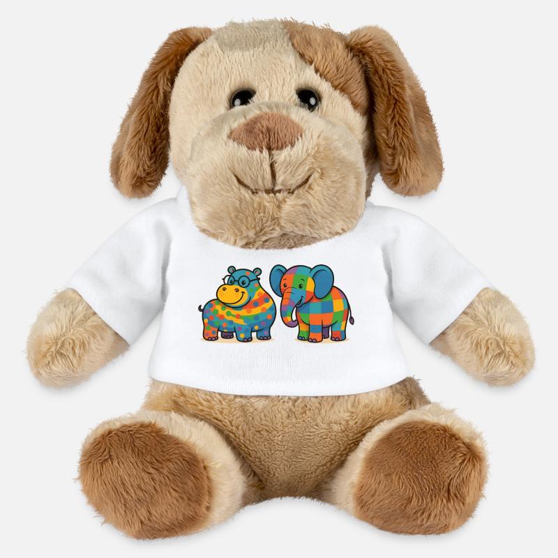 Bunte Elefanten-Nilpferd-Haustiere - MiniFeet® Hund Helge - Weiß