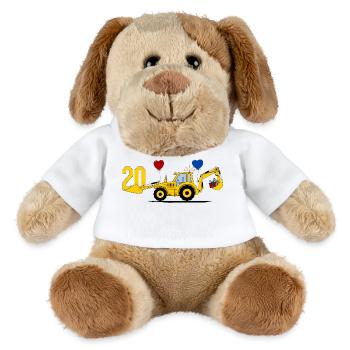 20th Birthday Excavator Tractor - MiniFeet® Dog Helge - white - Front
