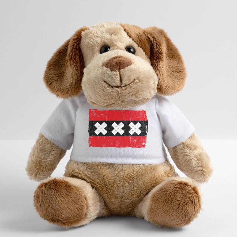 Drapeau à rayures rouges avec X blanc Chien en peluche Helge MiniFeet®