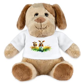 Veau joueur dans un paysage estival - Chien en peluche Helge MiniFeet® - blanc - Devant