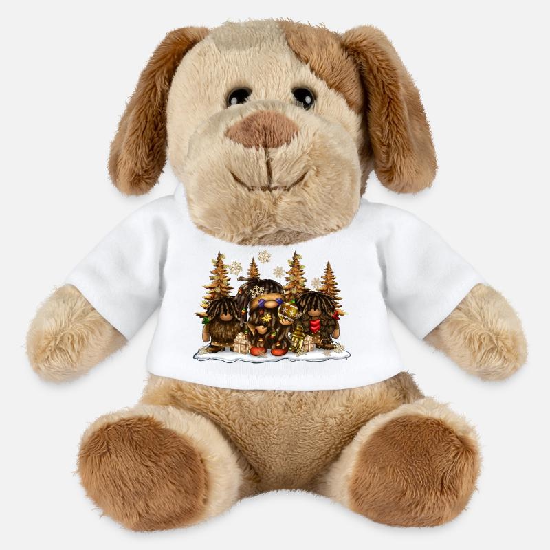 Noël Afro Gnome - Chien en peluche Helge MiniFeet® - blanc