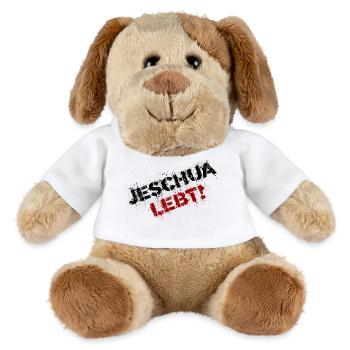 Jeschua lebt schwarz-rot - MiniFeet® Hund Helge - Weiß - Vorne