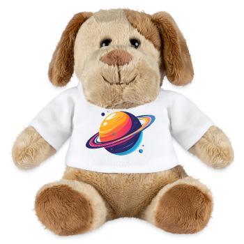 Neon Planetenkosmos Planet mit Ring und Monden - MiniFeet® Hund Helge - Weiß - Vorne