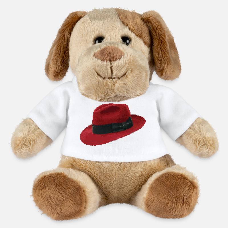 Retro Pixel Art Red Fedora Hat - MiniFeet® Dog Helge - white