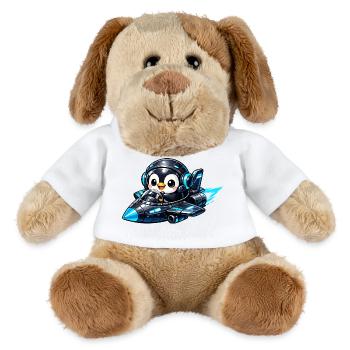 Neon-Pinguin Pilot im Raketenjet - MiniFeet® Hund Helge - Weiß - Vorne
