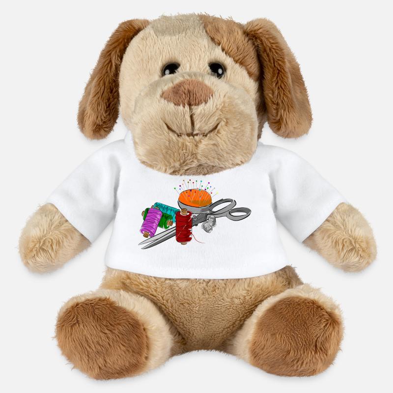 Motif tailleur avec ciseaux - Chien en peluche Helge MiniFeet® - blanc