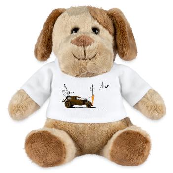 Voiture ancienne et silhouette orange - Chien en peluche Helge MiniFeet® - blanc - Devant