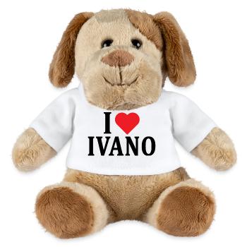 Name T-Shirt I love Ivano Geschenk T-Shirt - MiniFeet® Hund Helge - Weiß - Vorne