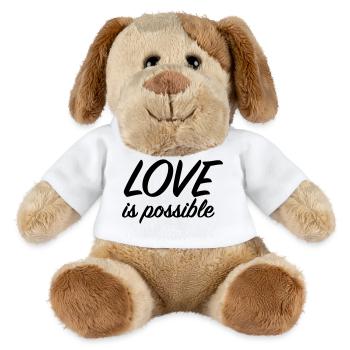 L’amour est possible - Message d’amour positif - Chien en peluche Helge MiniFeet® - blanc - Devant