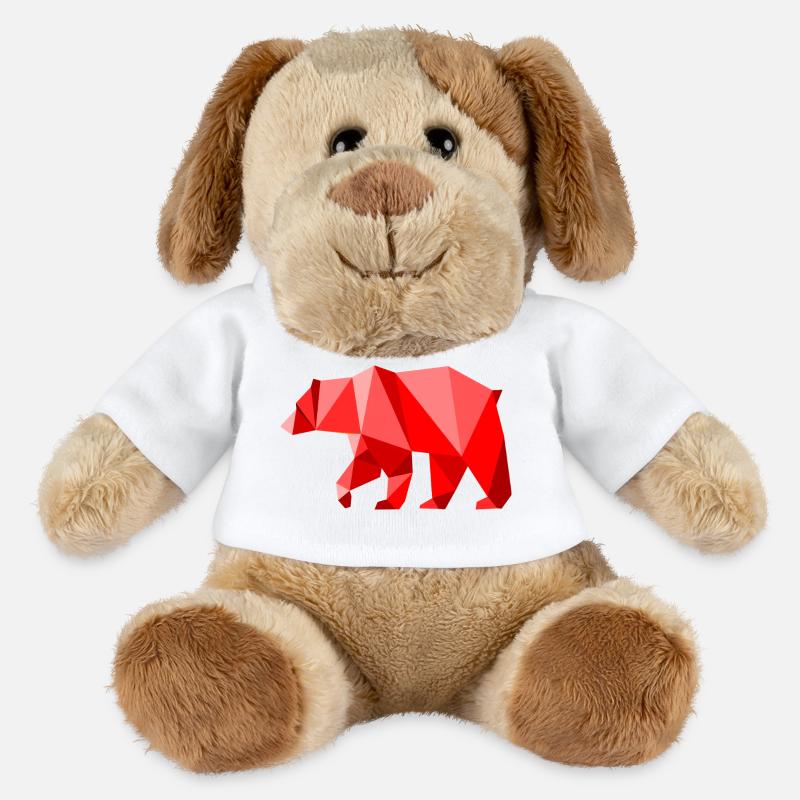 Roter Lowpoly-Bär - MiniFeet® Hund Helge - Weiß