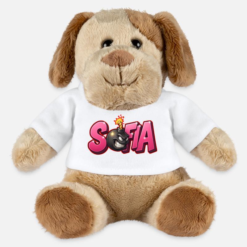 Sofia Graffiti Name Bomb Graffité 3D - Chien en peluche Helge MiniFeet® - blanc