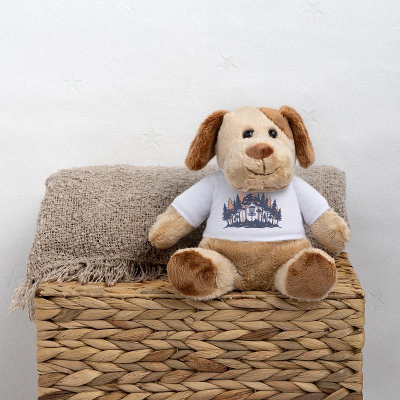 Scène de disc golf Silhouette du panier forestier Chien en peluche Helge MiniFeet®