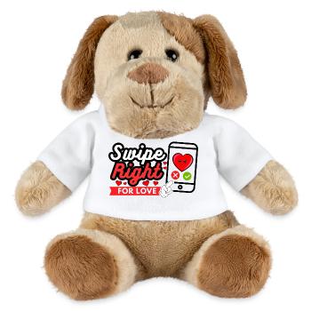 Glissez vers la droite pour l’amour – Déclaration d’amour moderne - Chien en peluche Helge MiniFeet® - blanc - Devant