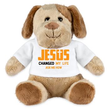 Jesus Changed My Life Ask Me How Design - MiniFeet® Dog Helge - white - Front