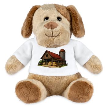 Rustic barn with hay bales - MiniFeet® Dog Helge - white - Front
