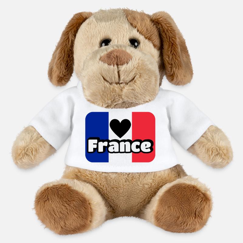 drapeau français bleu blanc rouge - Chien en peluche Helge MiniFeet® - blanc