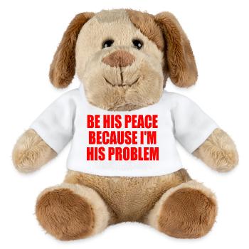 be his peace because i'm his problem - Chien en peluche Helge MiniFeet® - blanc - Devant