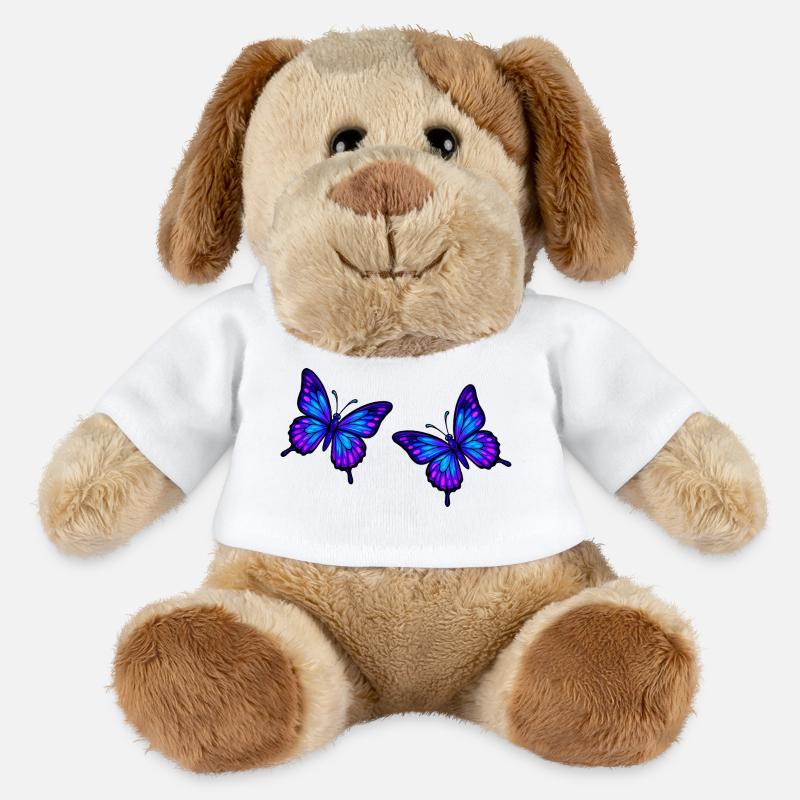 Schmetterlinge Neonblau - MiniFeet® Hund Helge - Weiß