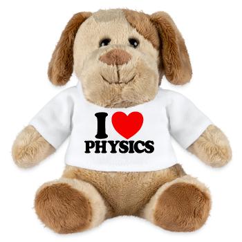 Ich liebe Physik (Rotes Herz) Lustige Physik - MiniFeet® Hund Helge - Weiß - Vorne