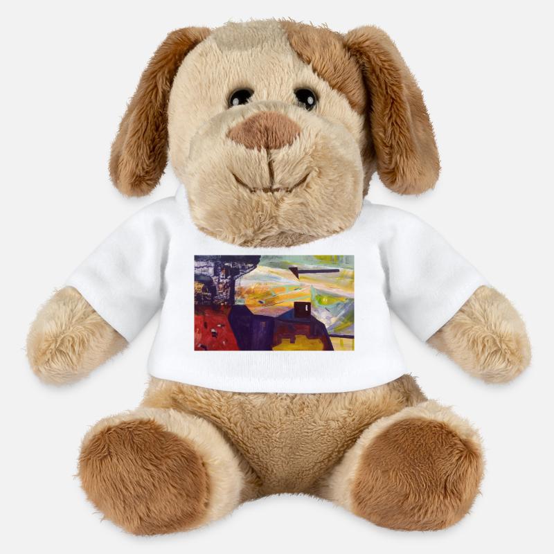 Abstrakte Stadtlandschaft - MiniFeet® Hund Helge - Weiß
