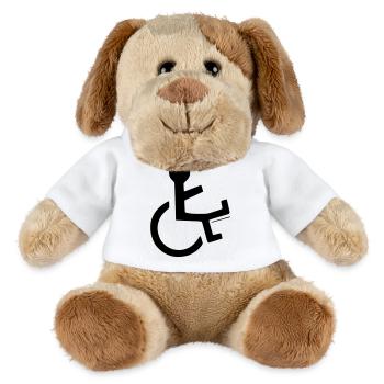 Utilisateur d’un fauteuil roulant avec une jambe cassée # - Chien en peluche Helge MiniFeet® - blanc - Devant
