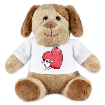 Chats avec un grand coeur rouge - Chien en peluche Helge MiniFeet® - blanc - Devant