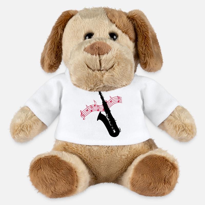 Saxofon / Noten - MiniFeet® Hund Helge - Weiß