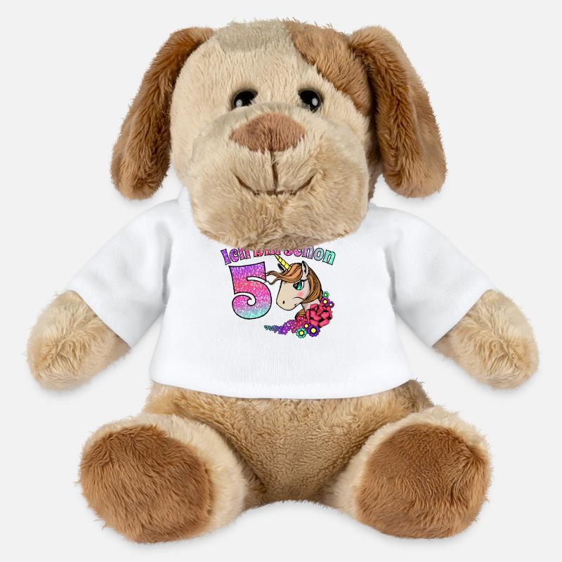 5. Geburtstag Mädchen Einhorn Geburtstagsgeschenk - MiniFeet® Hund Helge - Weiß