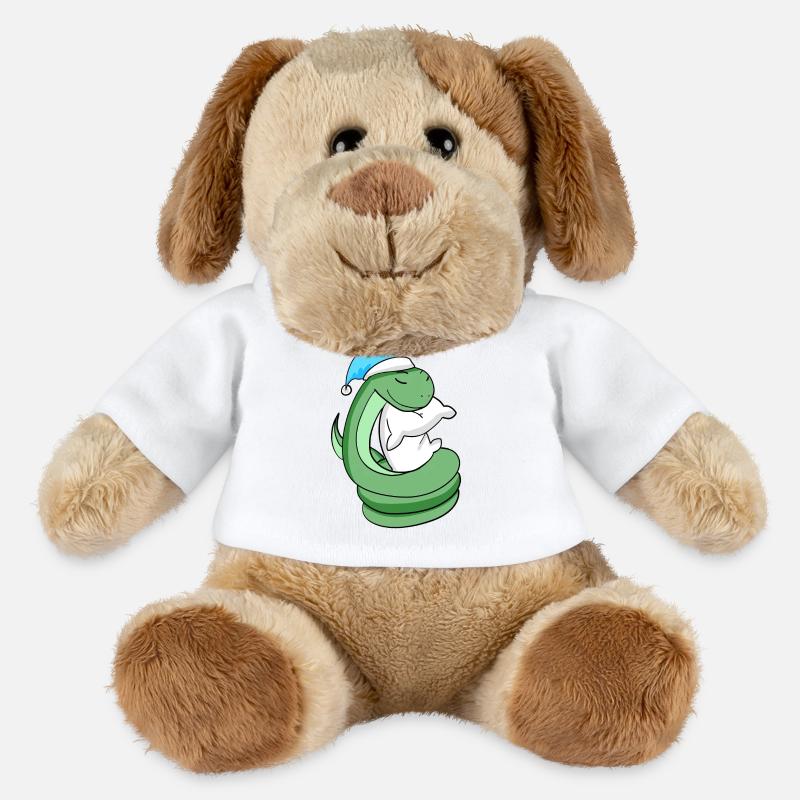 Serpent avec oreiller et bonnet de couchage - Chien en peluche Helge MiniFeet® - blanc