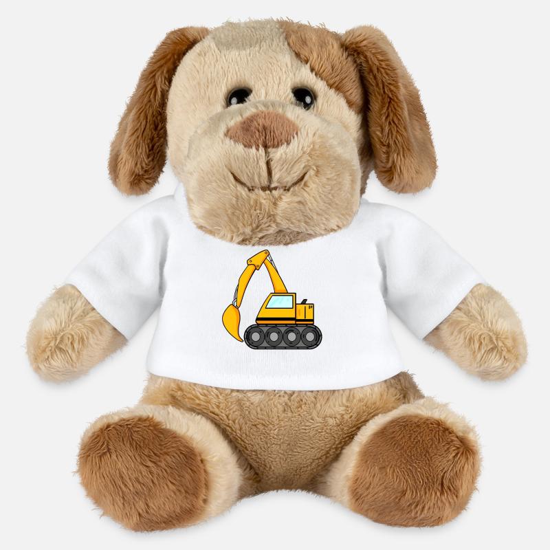 Löffelbagger Ausgräber Bagger Baumaschine - MiniFeet® Hund Helge - Weiß