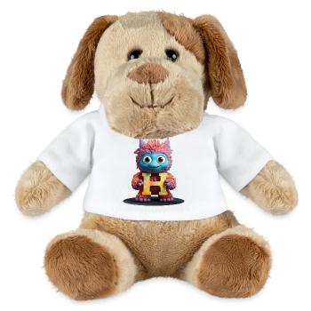 Zurück in die Schule. Alphabet Buchstabe H zartes Kuscheltier - MiniFeet® Hund Helge - Weiß - Vorne