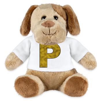 Lettre P Or - Chien en peluche Helge MiniFeet® - blanc - Devant