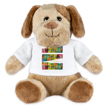 Art abstrait coloré pour les vêtements - Chien en peluche Helge MiniFeet® - blanc - Devant