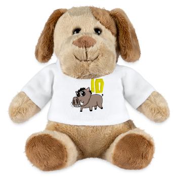 10. Geburtstag Motiv Wildschwein - zehn Jahre alt - MiniFeet® Hund Helge - Weiß - Vorne