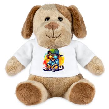 Cool Hip Hop Monkey with Sunglasses Graffiti Style - MiniFeet® Dog Helge - white - Front