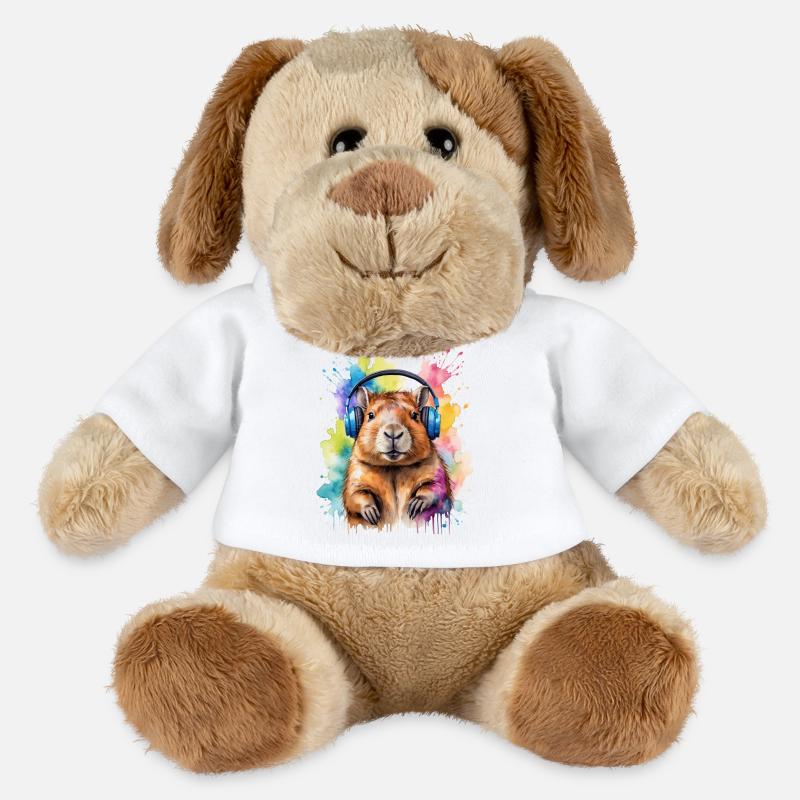 Capybara Kopfhörer Capy Bunt Tier Design Print - MiniFeet® Hund Helge - Weiß