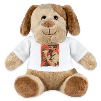 Gutaussehender Milchmann trinkt Milch - MiniFeet® Hund Helge - Weiß - Vorne