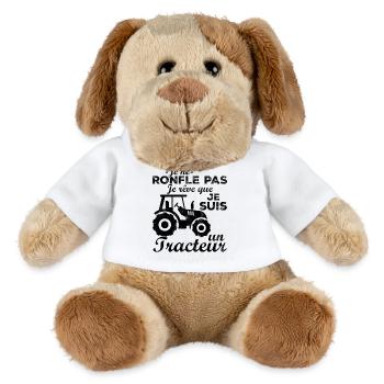 Je ne ronfle pas je rêve que je suis un tracteur - Chien en peluche Helge MiniFeet® - blanc - Devant