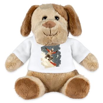 Snowboarder powder snow - MiniFeet® Dog Helge - white - Front