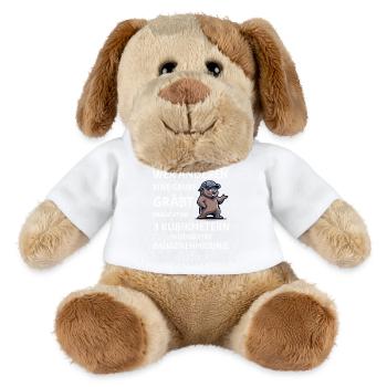 Wer anderen eine Grube gräbt - Lustiges Bau Spruch - MiniFeet® Hund Helge - Weiß - Vorne