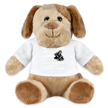 Wer anderen eine Grube gräbt - Lustiges Bau Spruch - MiniFeet® Hund Helge - Weiß - Vorne