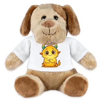 Süßes gelbes Monster mit Regenbogenhörnern - MiniFeet® Hund Helge - Weiß - Vorne