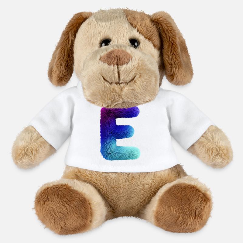 Buchstabe E Fell-Effekt | Farbverlauf Purpur Blau  - MiniFeet® Hund Helge - Weiß